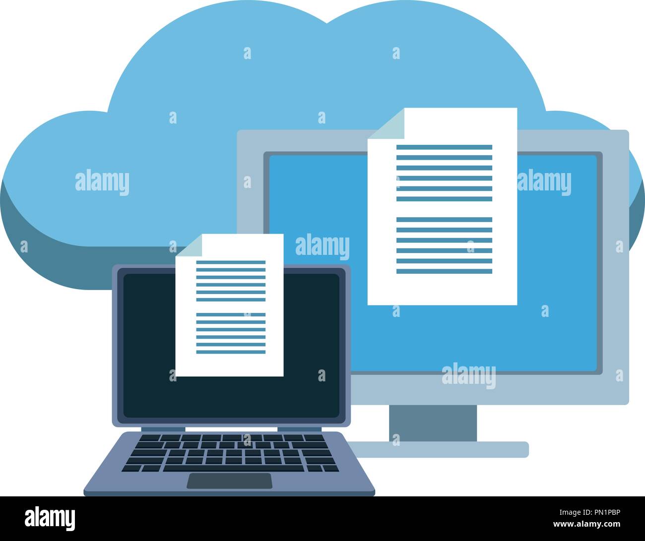Laptop and computer with cloud computing Stock Vector Image & Art - Alamy