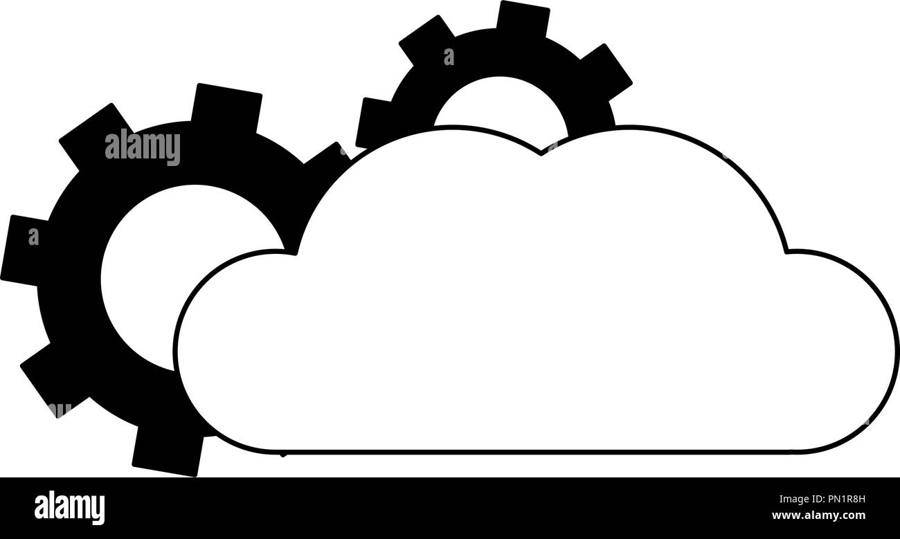 Cloud computing and gears in black and white Stock Vector Image & Art ...
