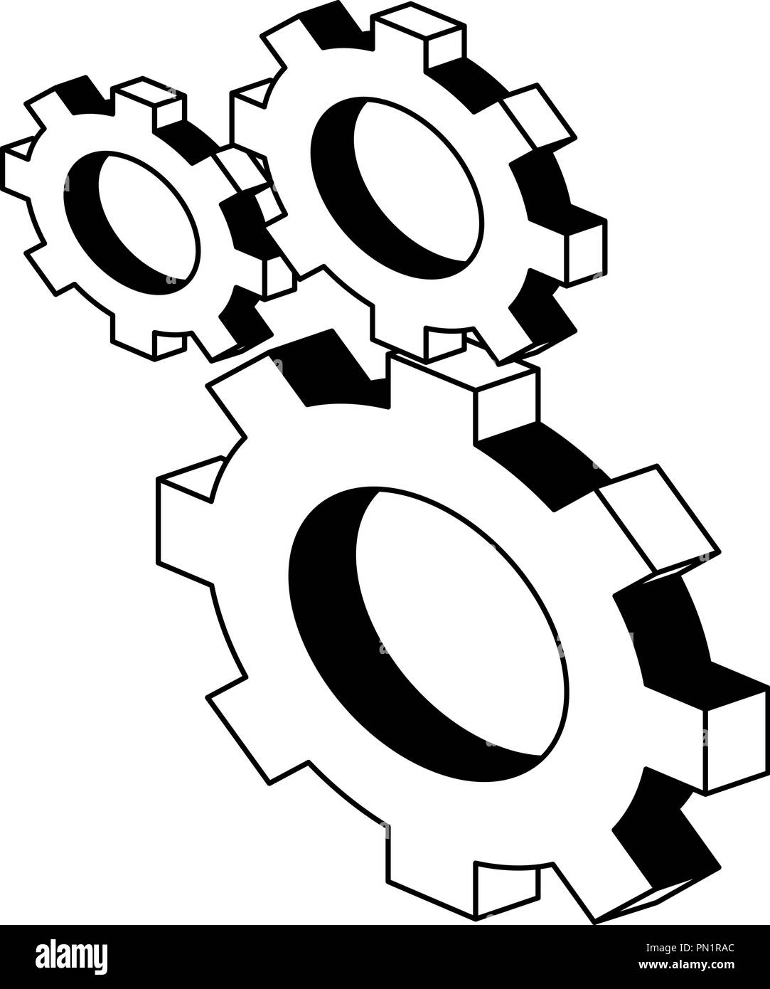 Gears isometric symbol in black and white Stock Vector Image & Art - Alamy