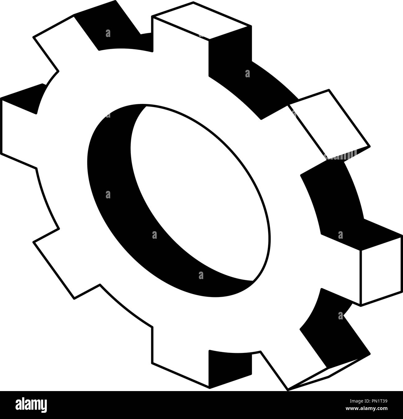 Gears isometric symbol in black and white Stock Vector Image & Art - Alamy