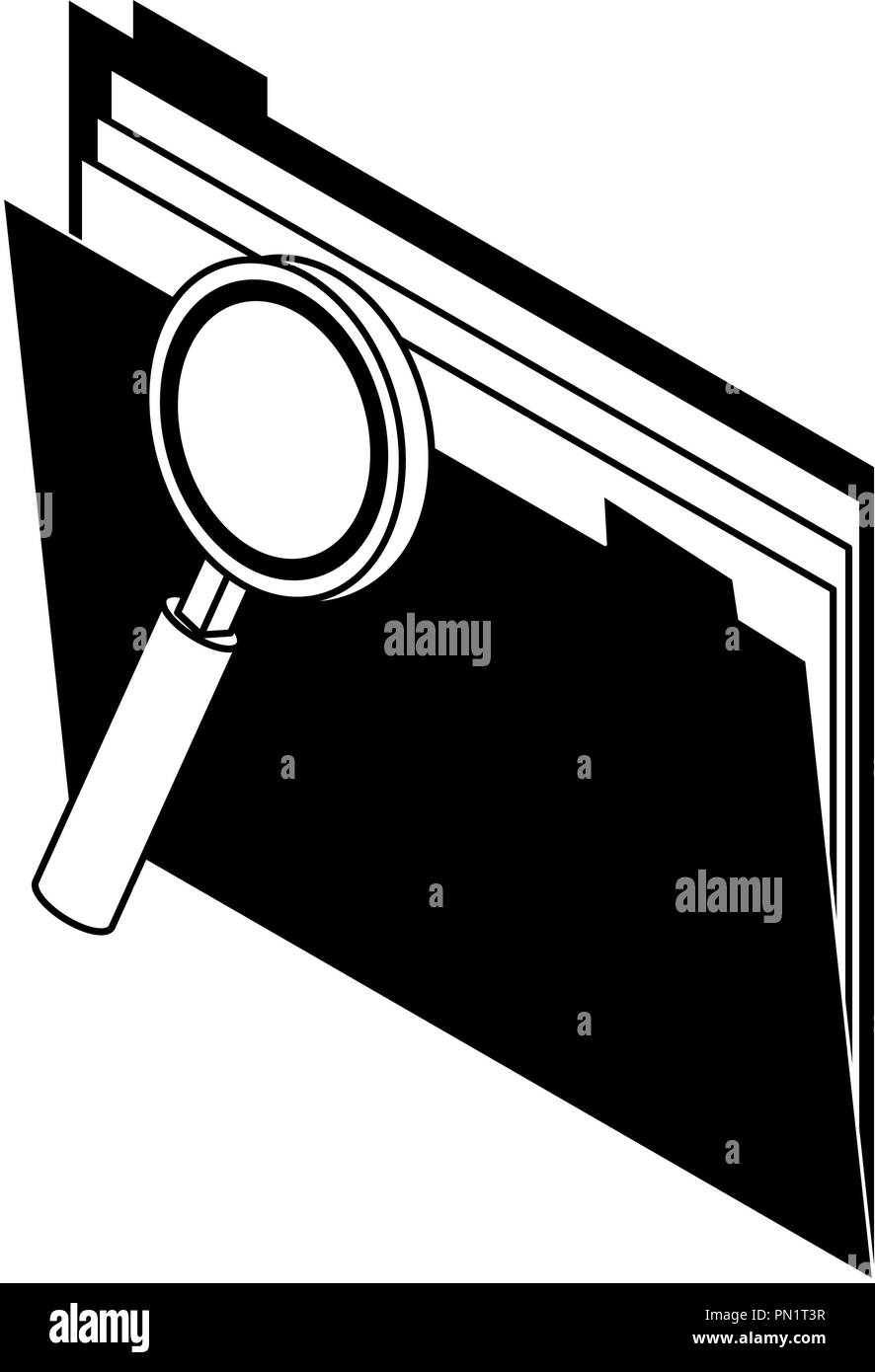 Folder with magnifying glass in black and white Stock Vector Image ...