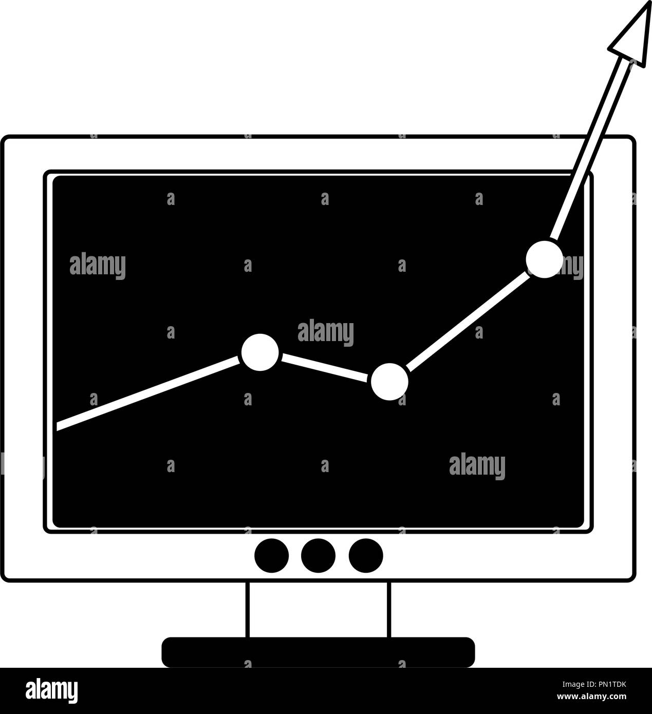 Statistics growing on computer in black and white Stock Vector Image ...