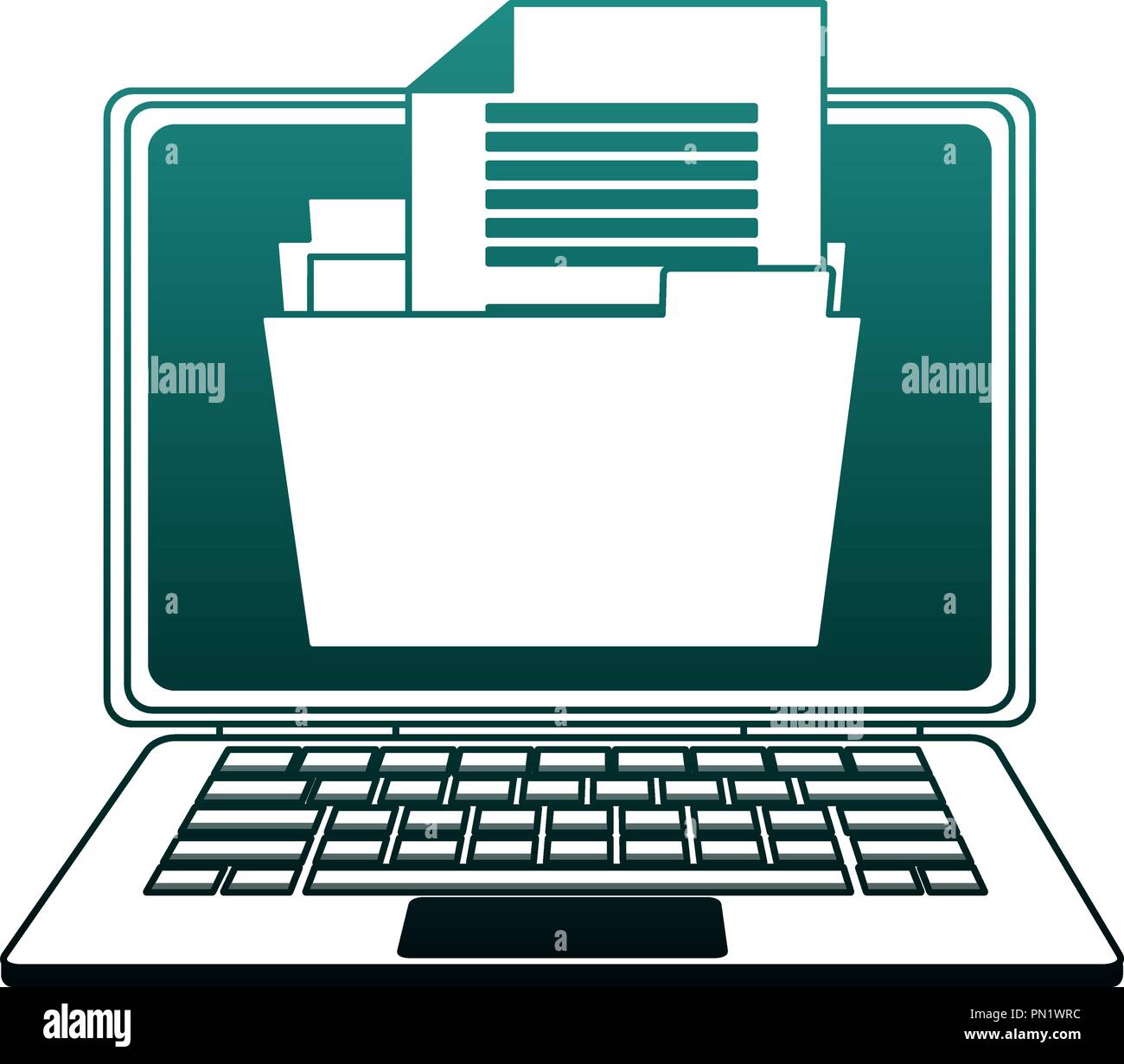 Folder on laptop screen blue lines Stock Vector Image & Art - Alamy