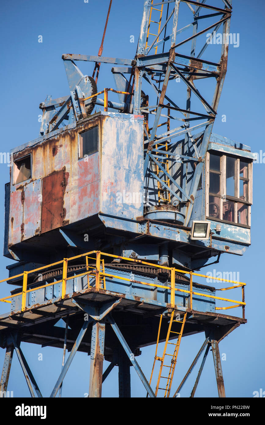 Rusty old gantry crane at the dockside in Cape Town, South Africa Stock Photo