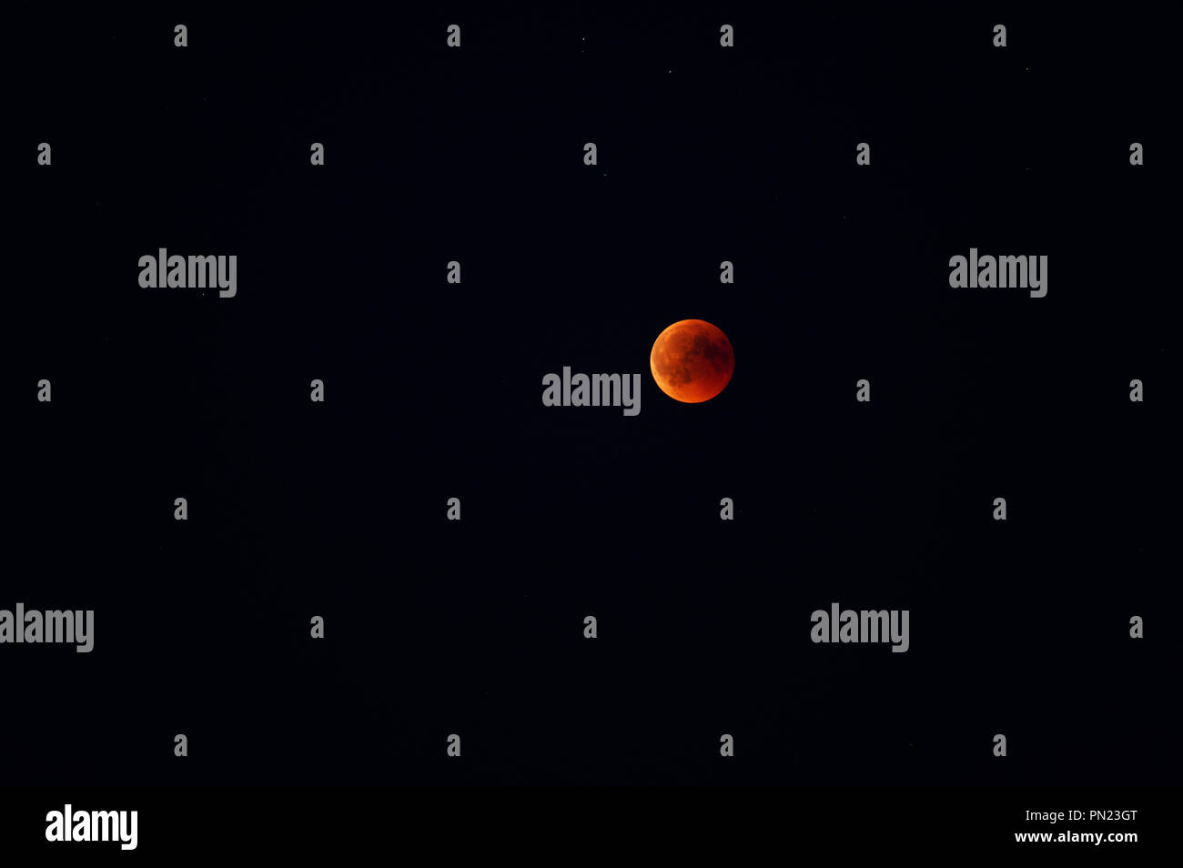 The total lunar eclipse on Juli 27, 2018 Stock Photo