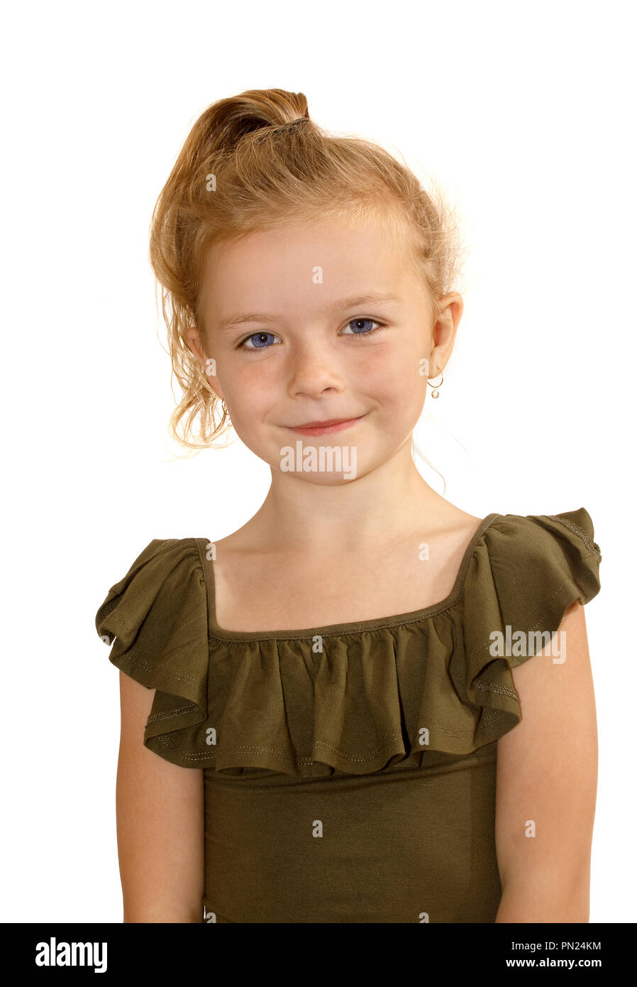 Six year old girl smiling towards the camera Stock Photo Alamy