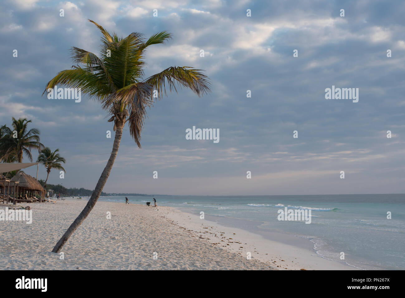 Peaceful sunrise in Tulum Mexico Stock Photo