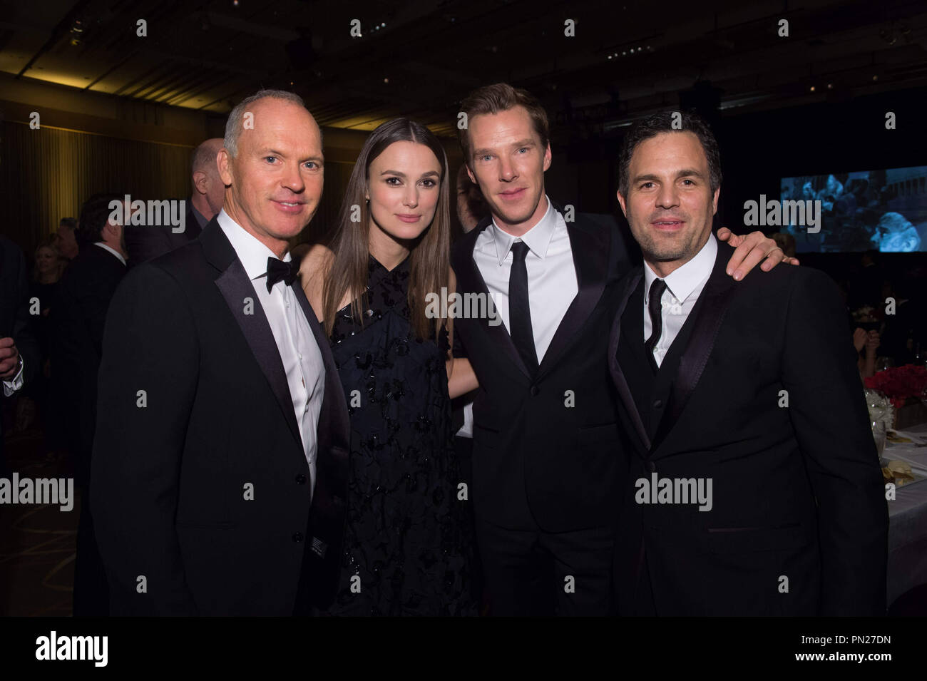 (Left to right): Michael Keaton, Keira Knightley, Benedict Cumberbatch and Mark Ruffalo attend the 6th Annual Governors Awards in The Ray Dolby Ballroom at Hollywood & Highland Center® in Hollywood, CA, on Saturday, November 8, 2014.  File Reference # 32487 184THA  For Editorial Use Only -  All Rights Reserved Stock Photo