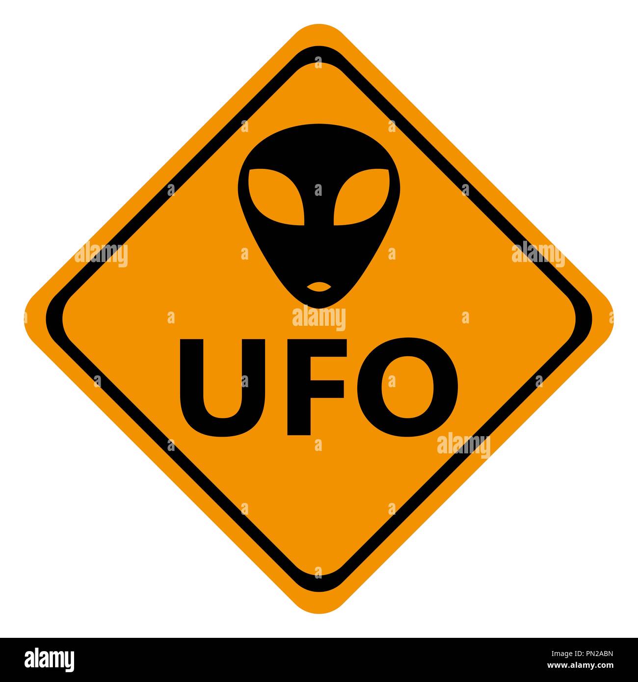 Danger road signs UFO Stock Vector