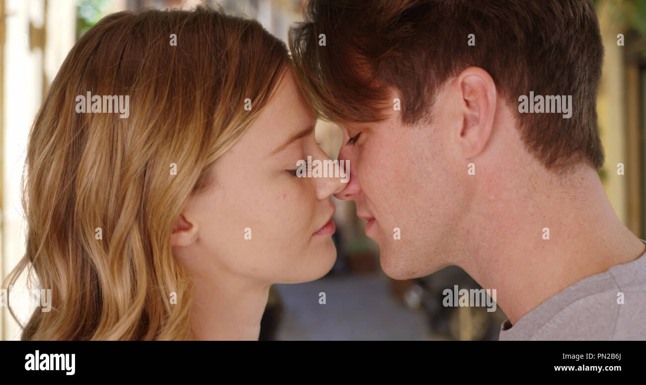 Couple kiss lips close up hires stock photography and images Alamy