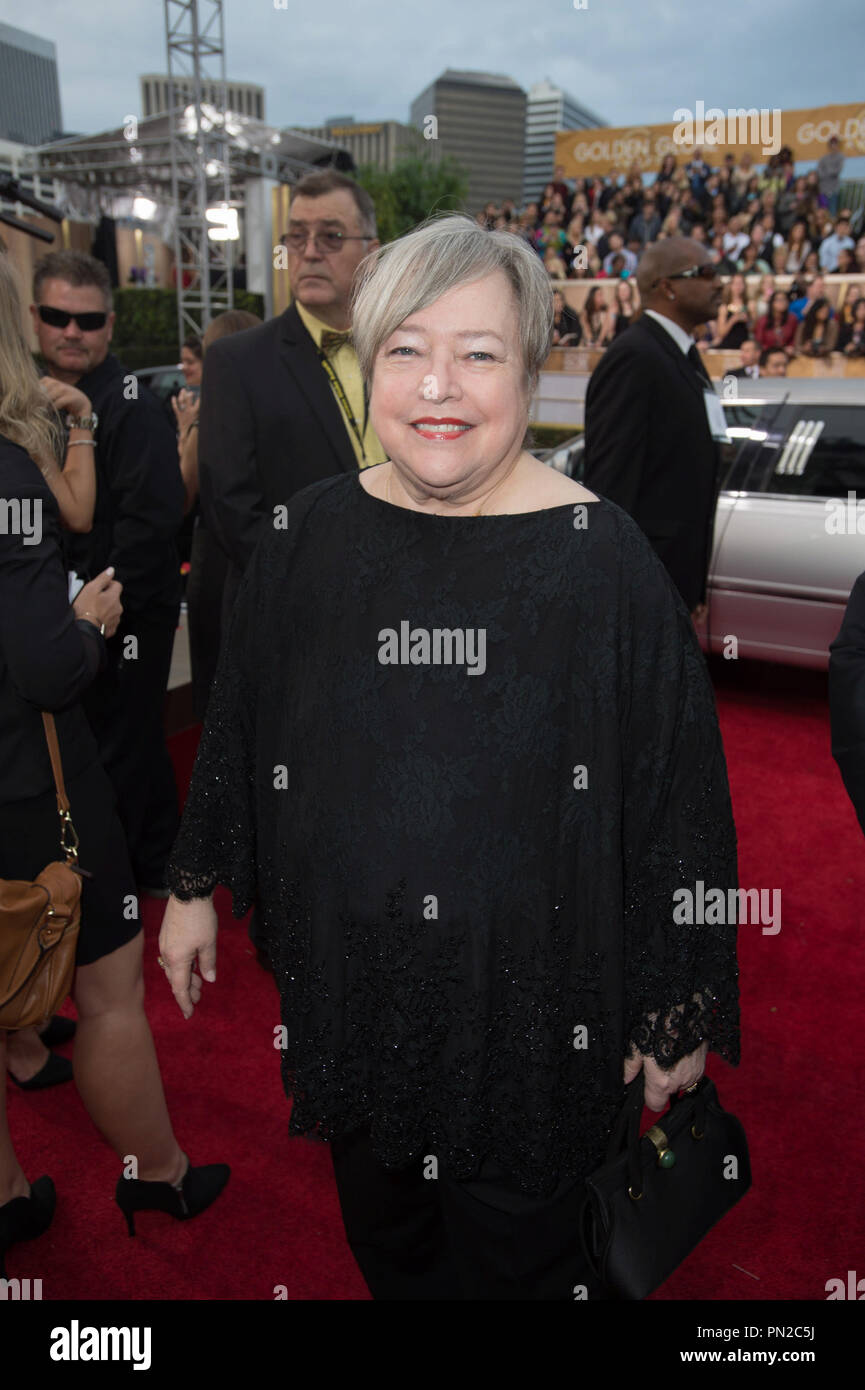 Nominated for BEST PERFORMANCE BY AN ACTRESS IN A SUPPORTING ROLE IN A SERIES, MINI-SERIES OR MOTION PICTURE MADE FOR TELEVISION for her role in “AMERICAN HORROR STORY: FREAK SHOW”, actress Kathy Bates attends the 72nd Annual Golden Globes Awards at the Beverly Hilton in Beverly Hills, CA on Sunday, January 11, 2015.  File Reference # 32536 391JRC  For Editorial Use Only -  All Rights Reserved Stock Photo