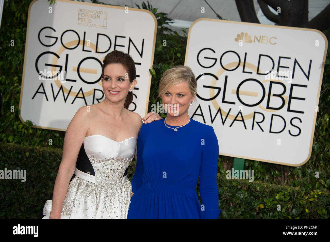Hosts Tina Fey (left) and Amy Poehler attend the 72nd Annual Golden