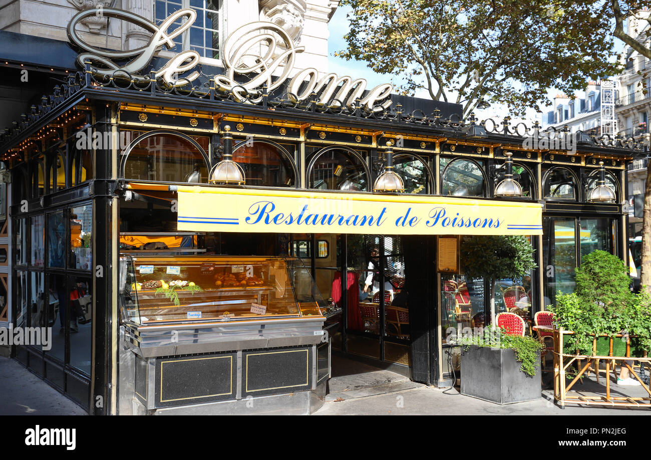 The famous restaurant Le Dome located on Montparnasse boulevard, Paris, France. Stock Photo