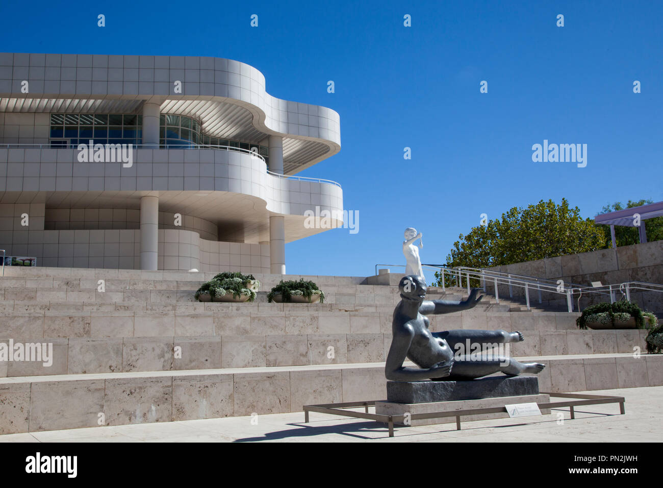 Getty Center, Los Angeles, California - September 2018. The front steps ...