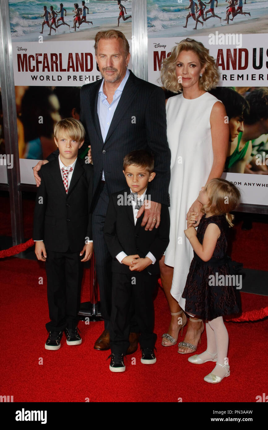 Kevin Costner Wife Christine Baumgartner And Children At The World Premiere Of Disney S Mcfarland Usa Held At El Capitan Theatre In Hollywood Ca February 9 2015 Photo By Joe Martinez Picturelux