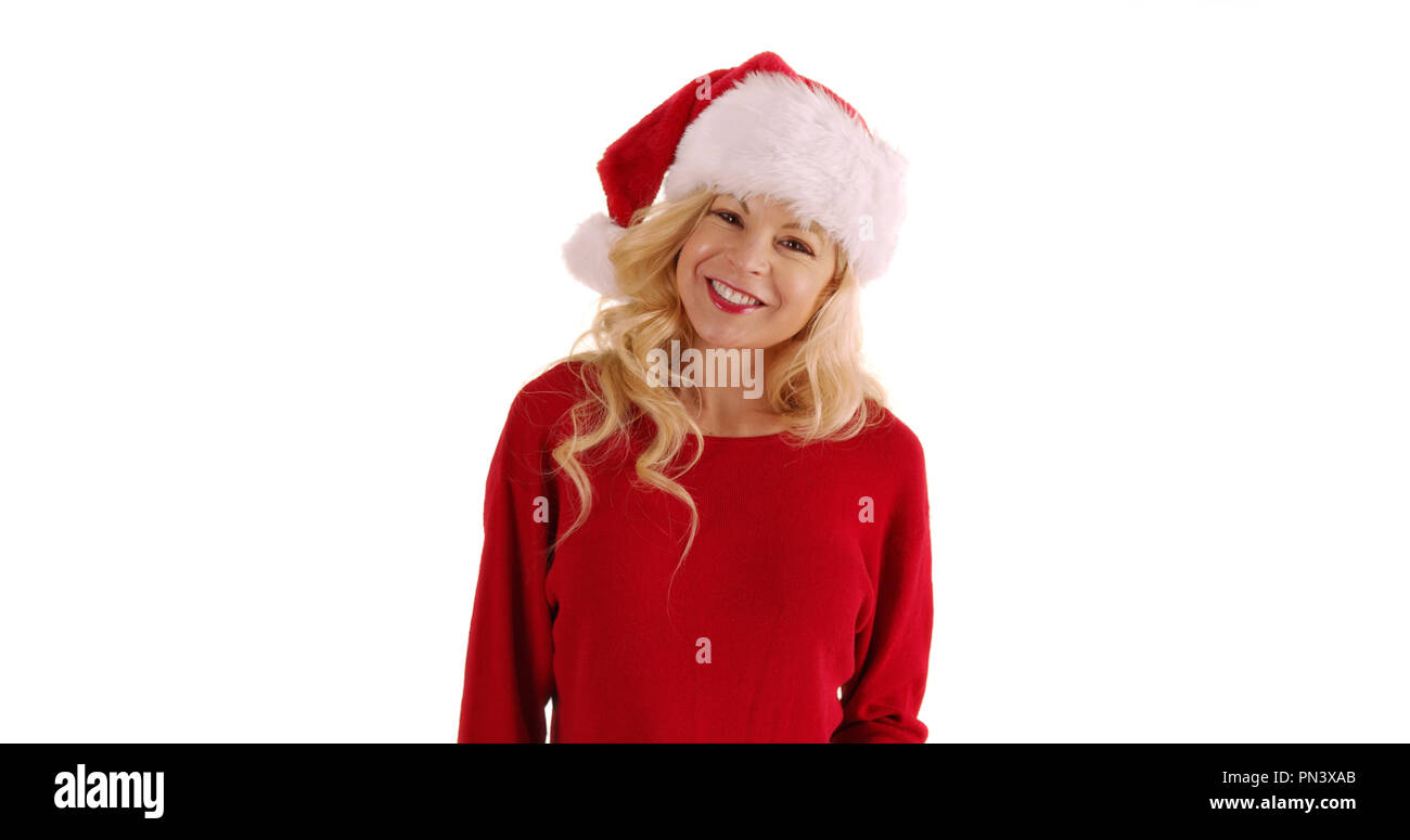 Woman dancing in santa hat hi-res stock photography and images - Alamy