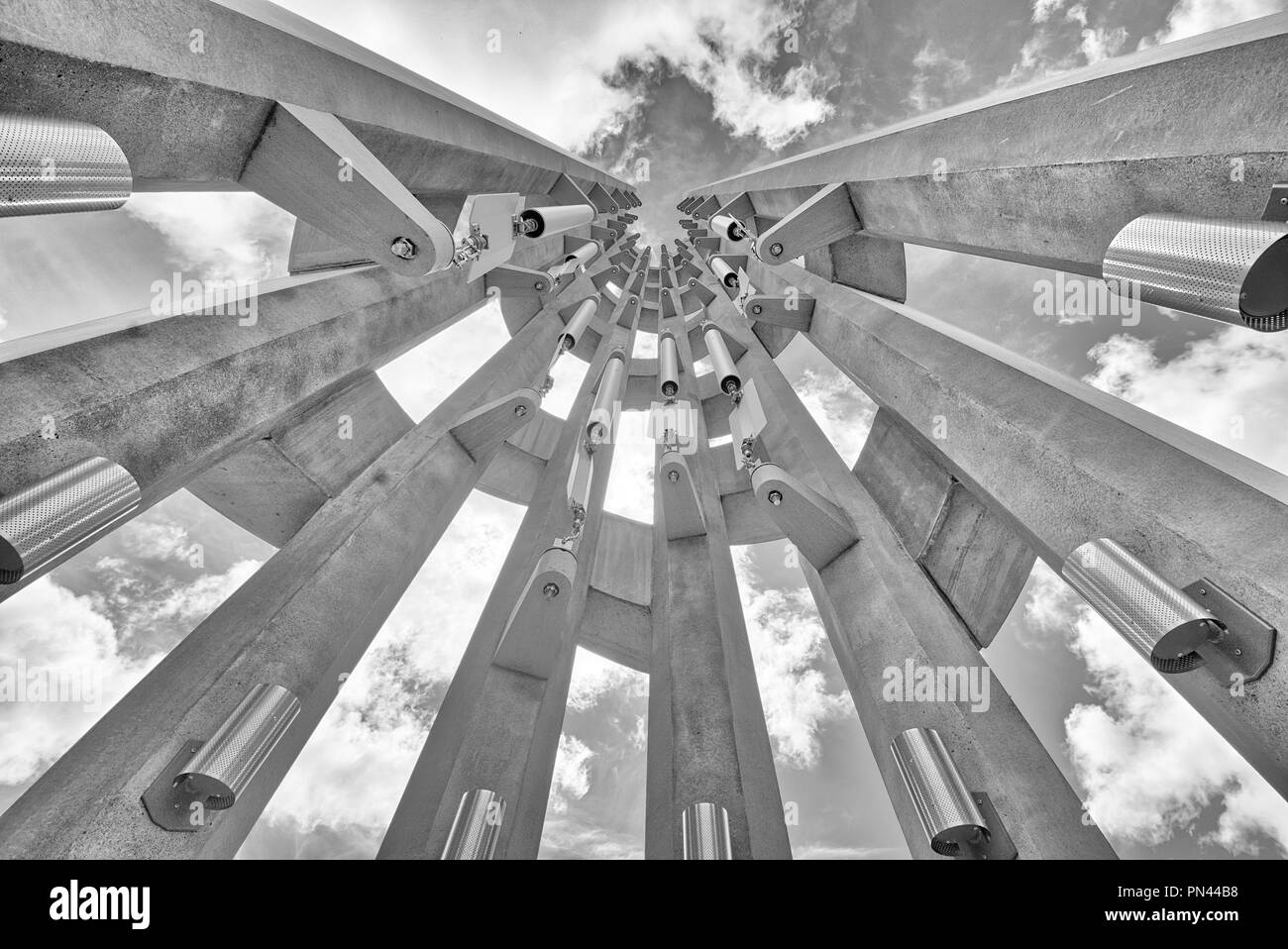 The Tower of Voices featuring 40 wind chimes at the Flight 93 National Memorial, Shanksville, Somerset County, Pennsylvania, USA Stock Photo