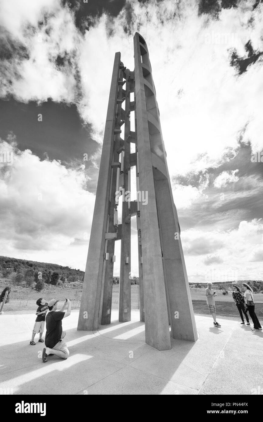 The Tower of Voices featuring 40 wind chimes at the Flight 93 National Memorial, Shanksville, Somerset County, Pennsylvania, USA Stock Photo