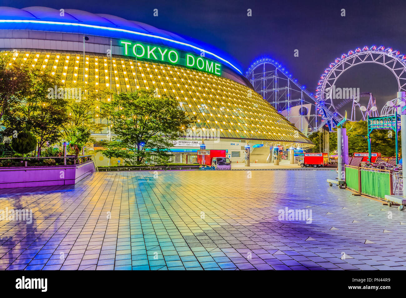 Tokyo, Japan October 28, 2013 Night view of Tokyo Dome, the baseball stadium with 55000