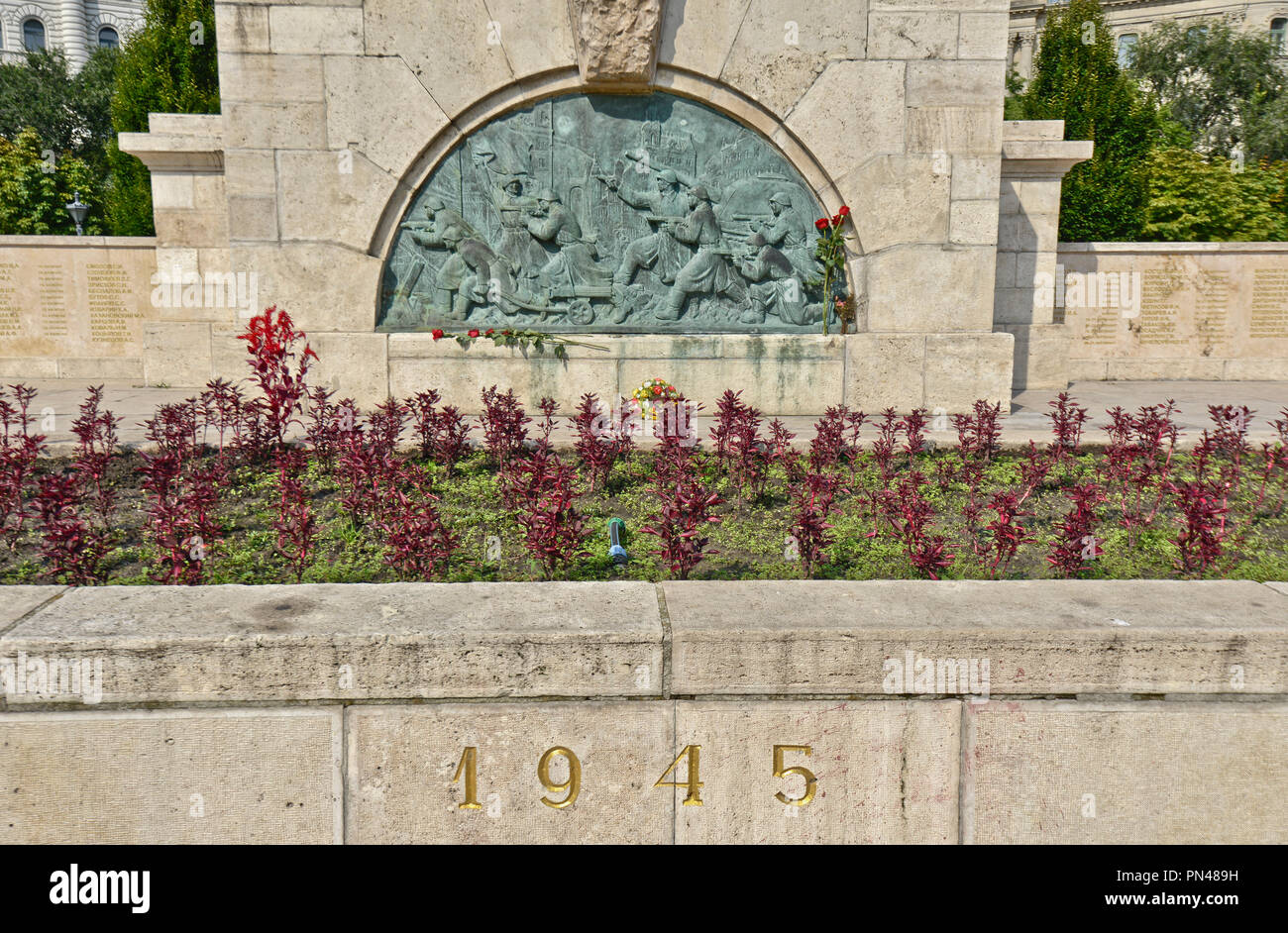 Soviet War Memorial. Szabadsag Square, Budapest, Hungary Stock Photo