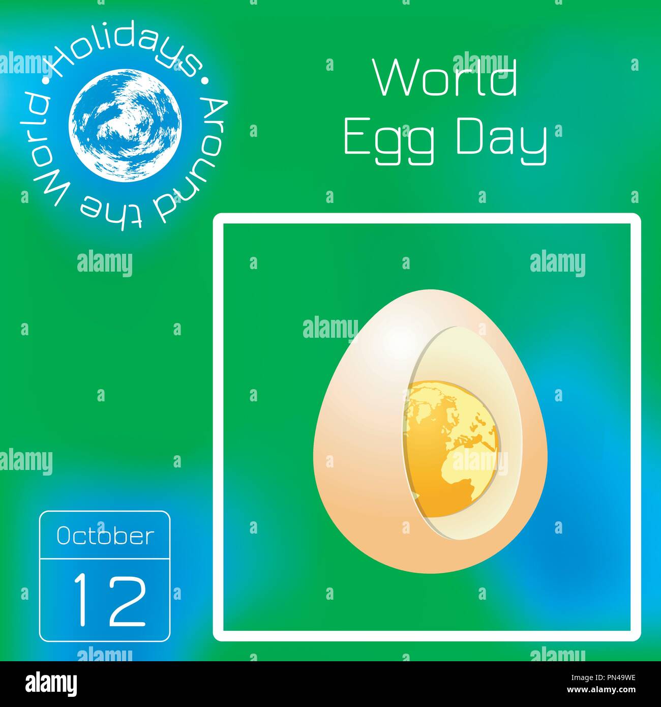 World Egg Day. Concept food holiday. Realistic illustration. Chicken egg with a view inside