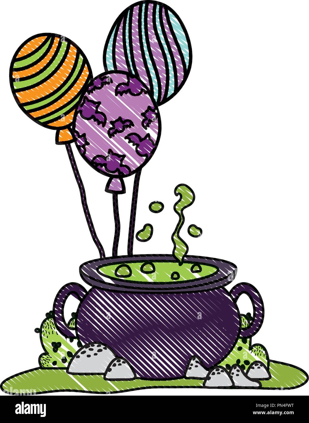 grated pot cauldron food with funny balloons Stock Vector Image & Art ...