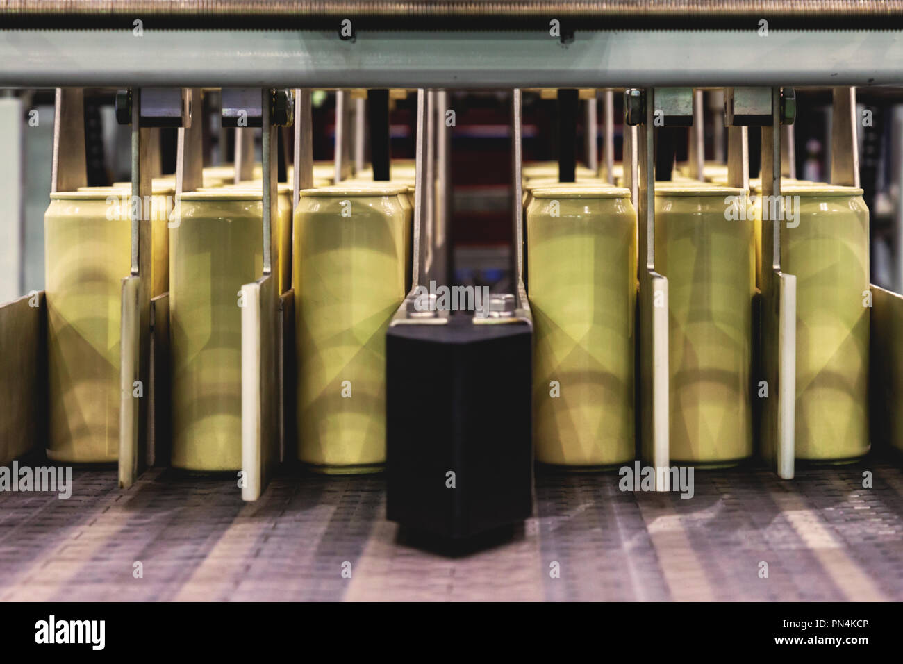 aluminum cans for food and beverage processing in factory line conveyor