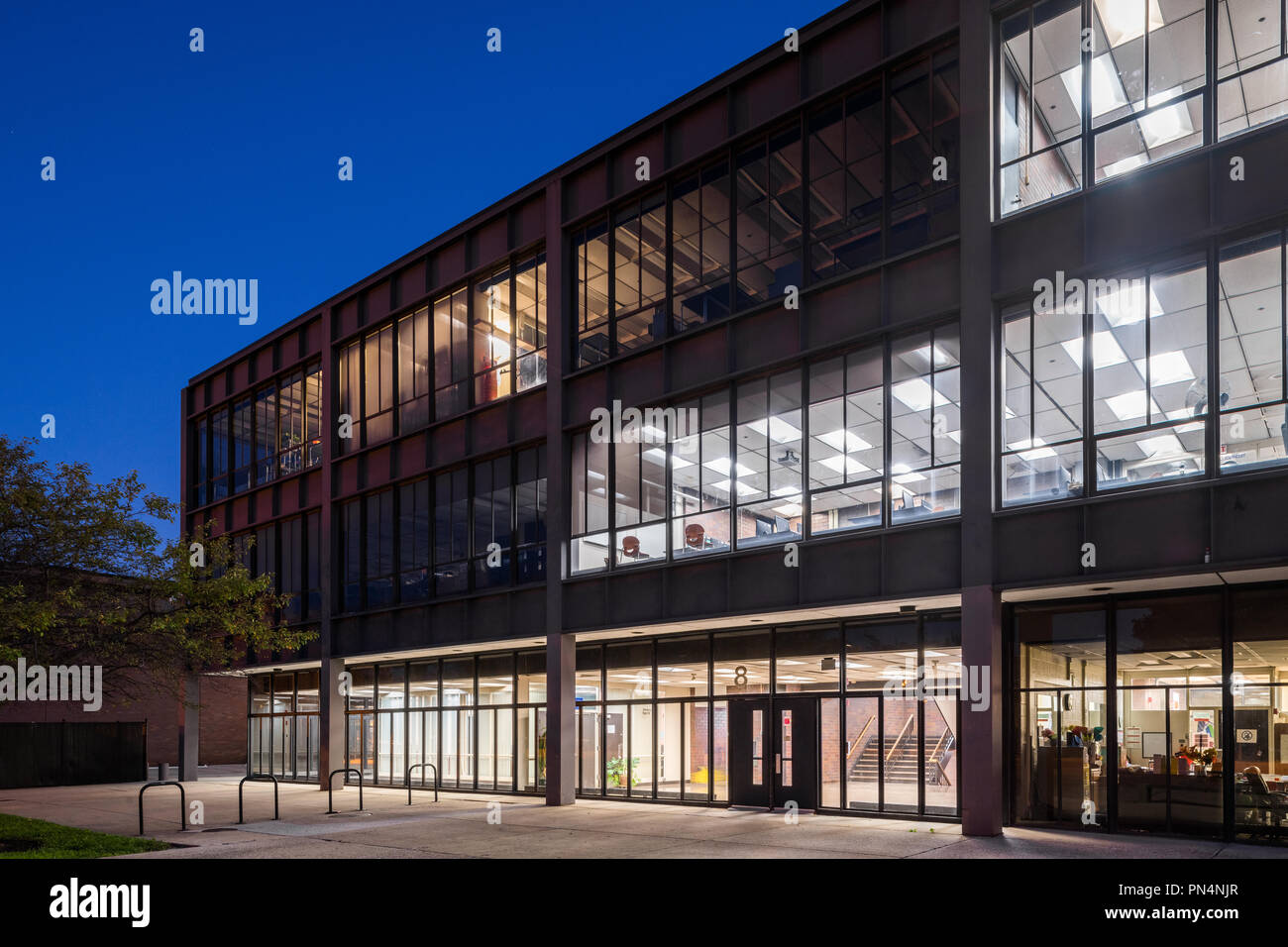 Dusk exterior of Whitney M. Young Magnet High School Stock Photo - Alamy