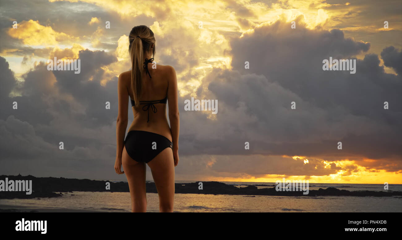 woman in black swimsuit