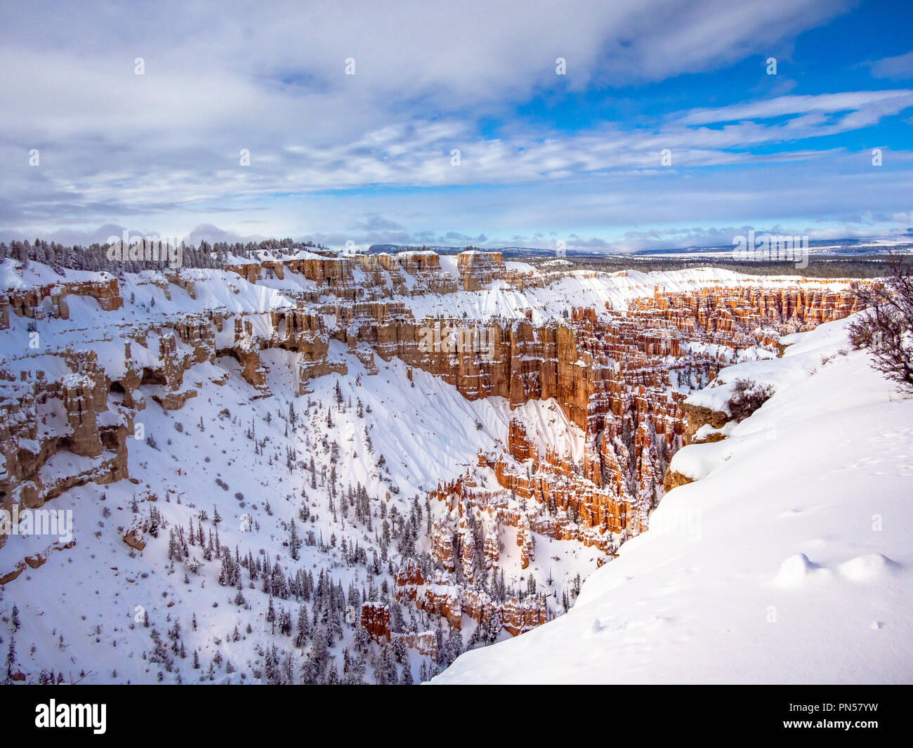 Canyon Covered in Snow Stock Photo