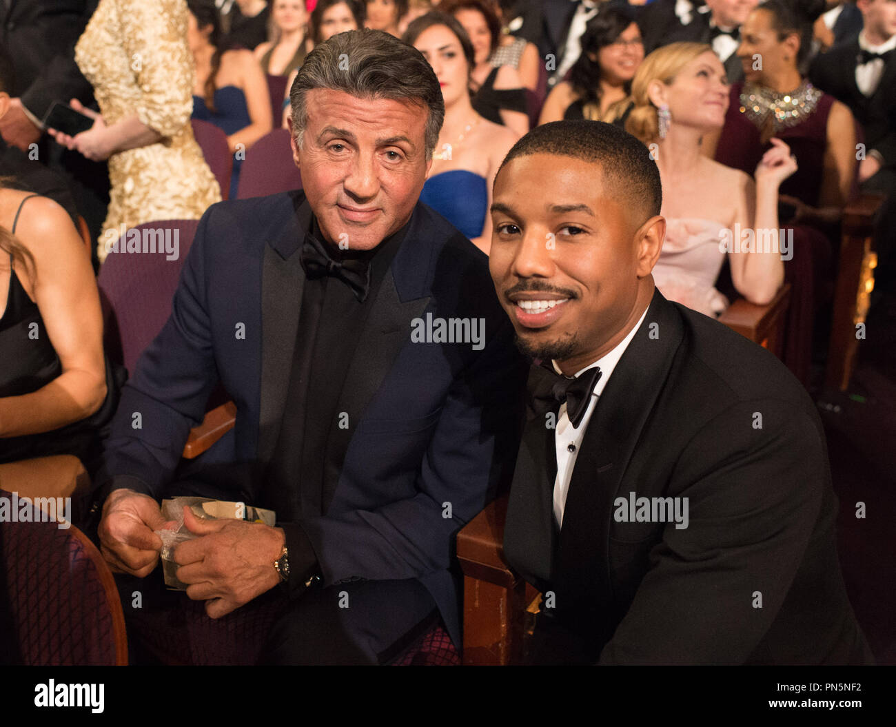 Sylvester Stallone and Michael B. Jordan at The 88th Oscars® at the Dolby®  Theatre in Hollywood, CA on Sunday, February 28, 2016. File Reference #  32854 809THA For Editorial Use Only -