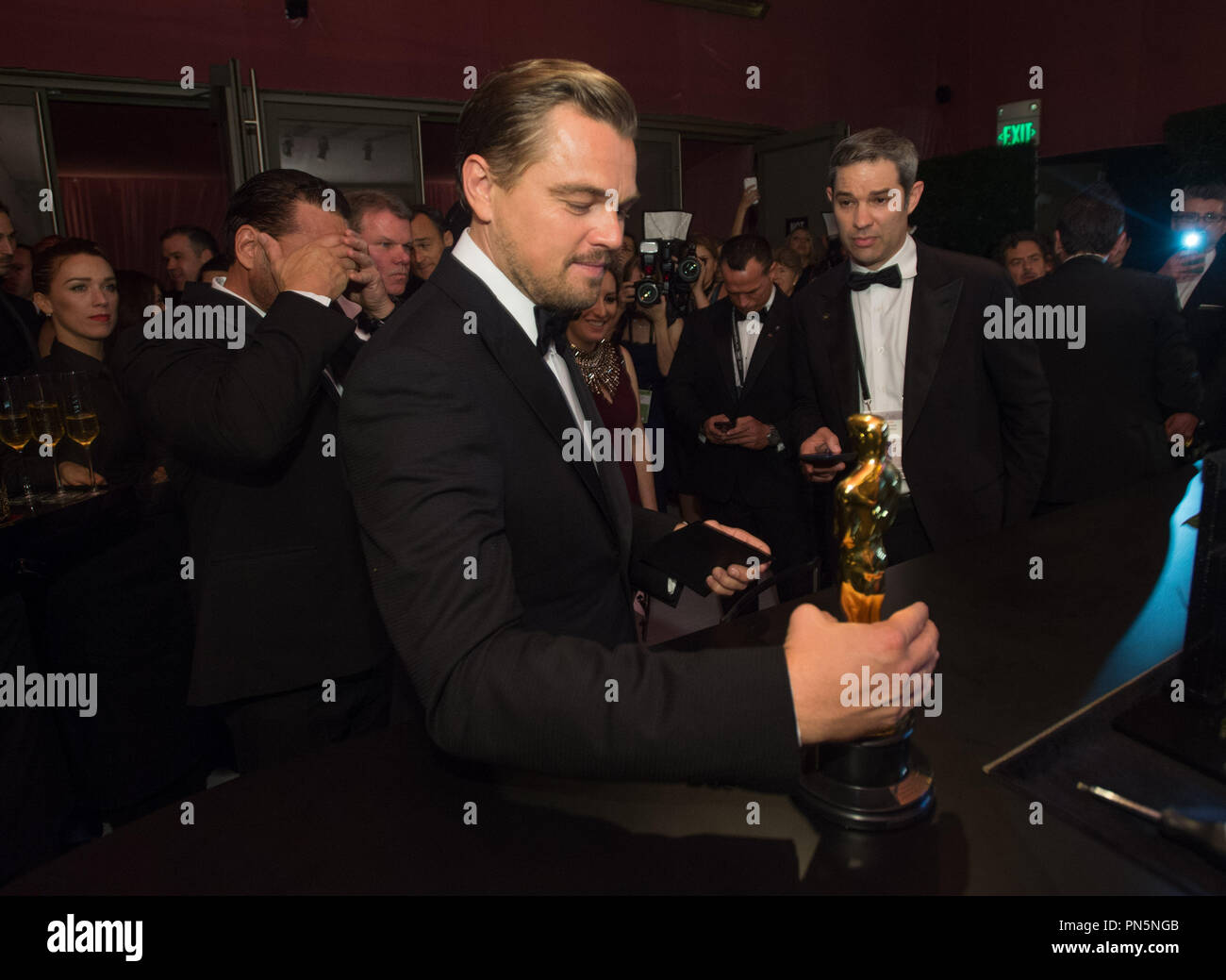 Oscar®-winner, Leonardo DiCaprio, at the Governors Ball following the live ABC Telecast of The 88th Oscars® at the Dolby® Theatre in Hollywood, CA on Sunday, February 28, 2016.  File Reference # 32854 838THA  For Editorial Use Only -  All Rights Reserved Stock Photo
