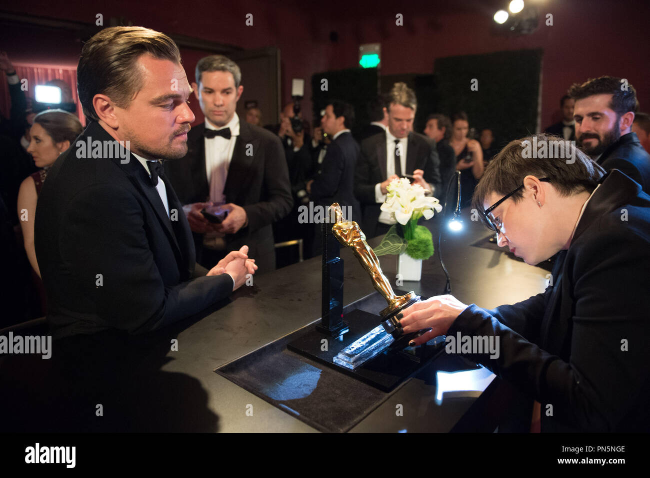 Oscar®-winner, Leonardo DiCaprio, at the Governors Ball following the live ABC Telecast of The 88th Oscars® at the Dolby® Theatre in Hollywood, CA on Sunday, February 28, 2016.  File Reference # 32854 840THA  For Editorial Use Only -  All Rights Reserved Stock Photo