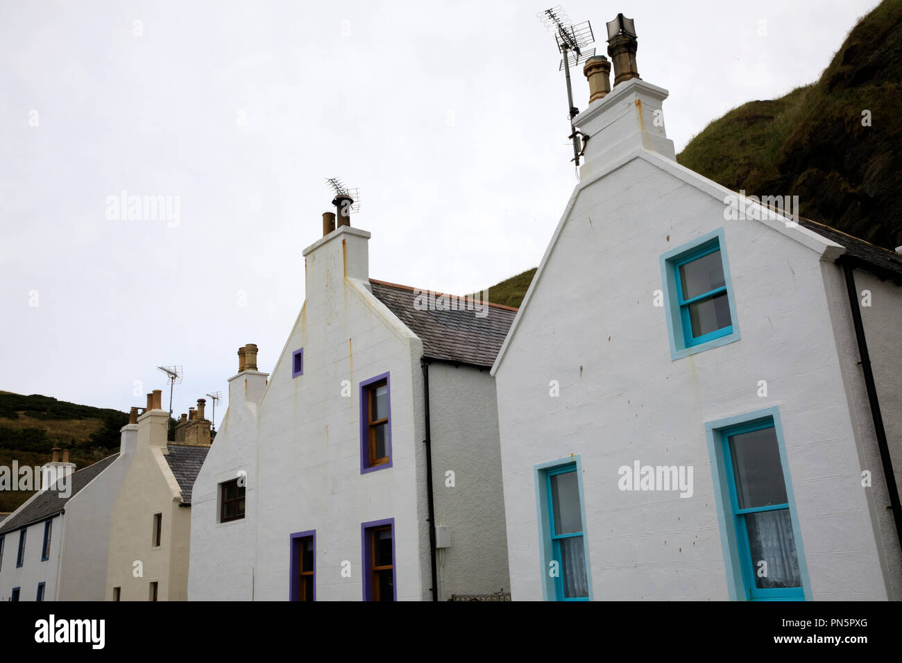 Houses in Pennan village, Fraserburgh, Scotland, Highlands, United