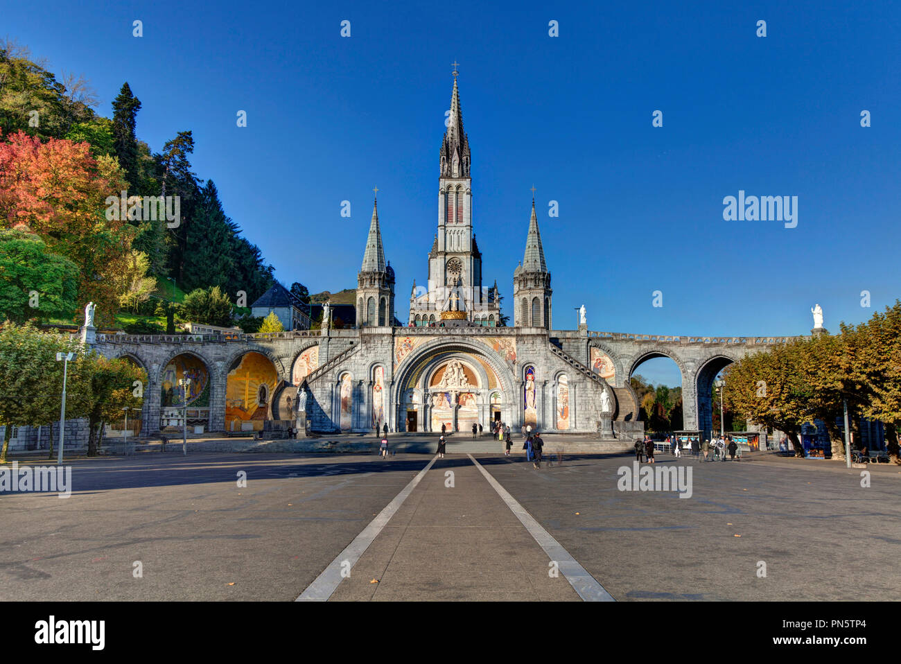 Lourdes (south-western France): outer view of the Basilica of Our Lady ...