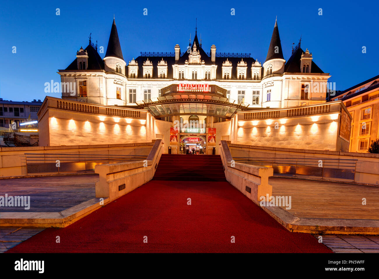 Arcachon (south-western France): the casino at night, Chateau Deganne (not available for postcard production) Stock Photo