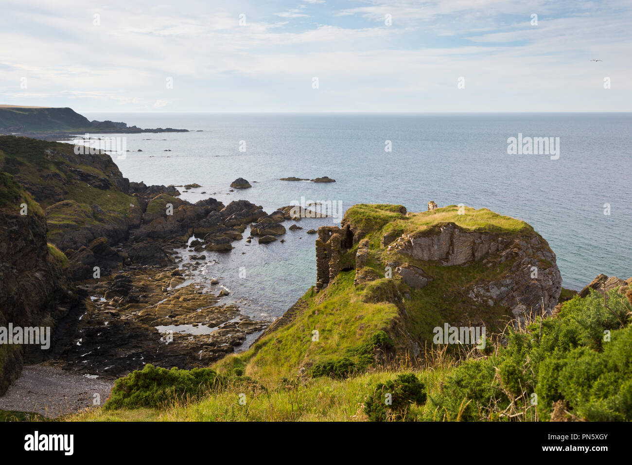 View of Findlater Castle over looking the Moray Firth in Scotland Stock Photo