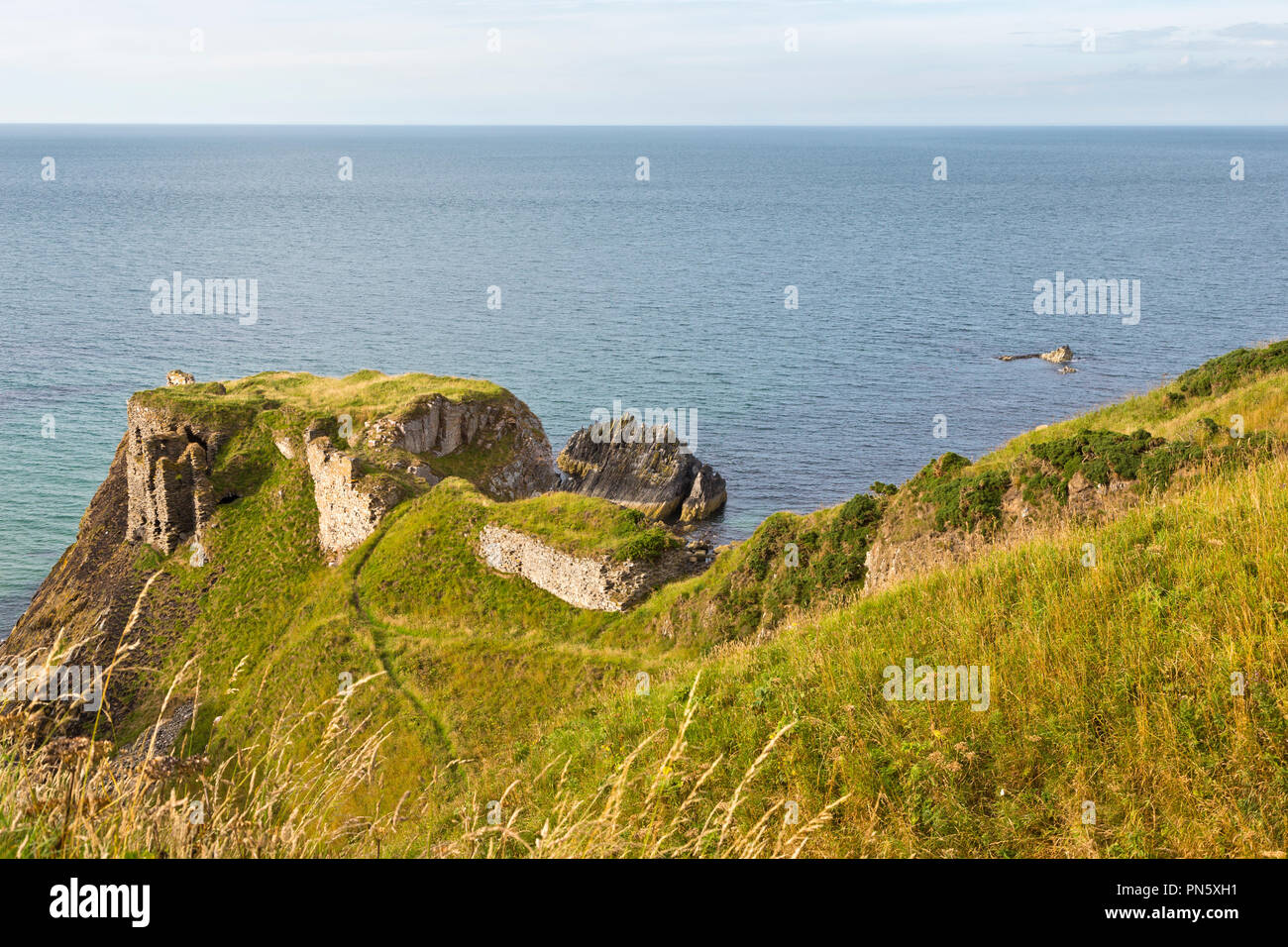 View of Findlater Castle over looking the Moray Firth in Scotland Stock Photo