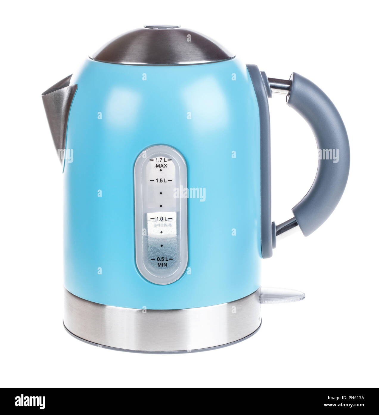 Blue electric kettle isolated on white Stock Photo