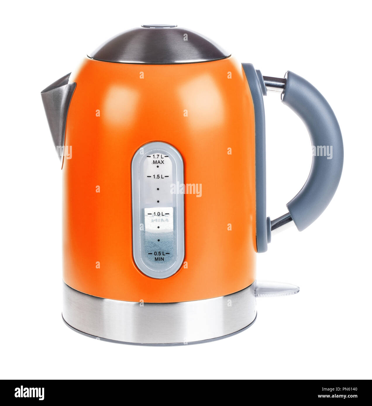 Orange electric kettle isolated on white Stock Photo