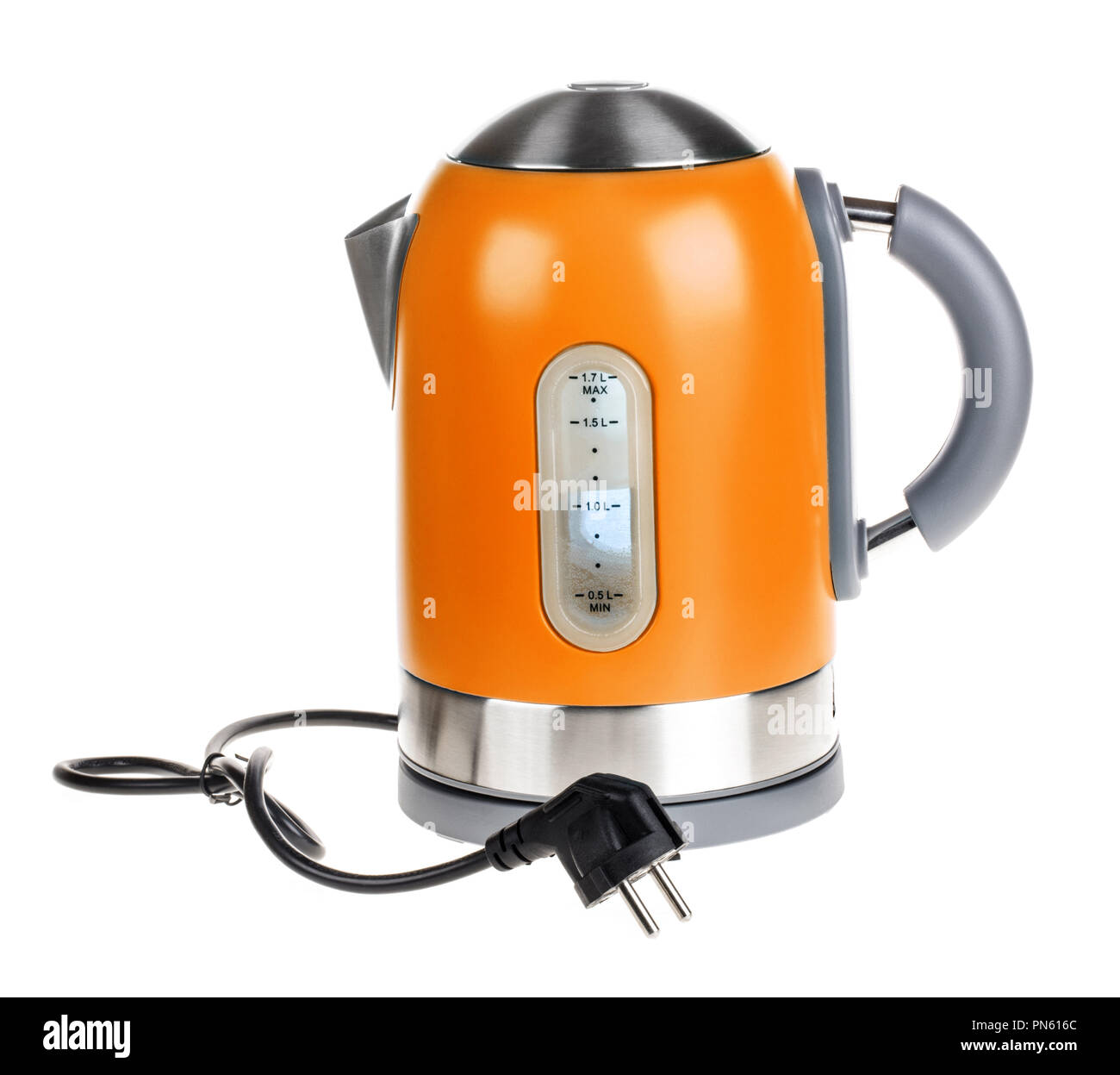 Orange electric kettle isolated on white Stock Photo