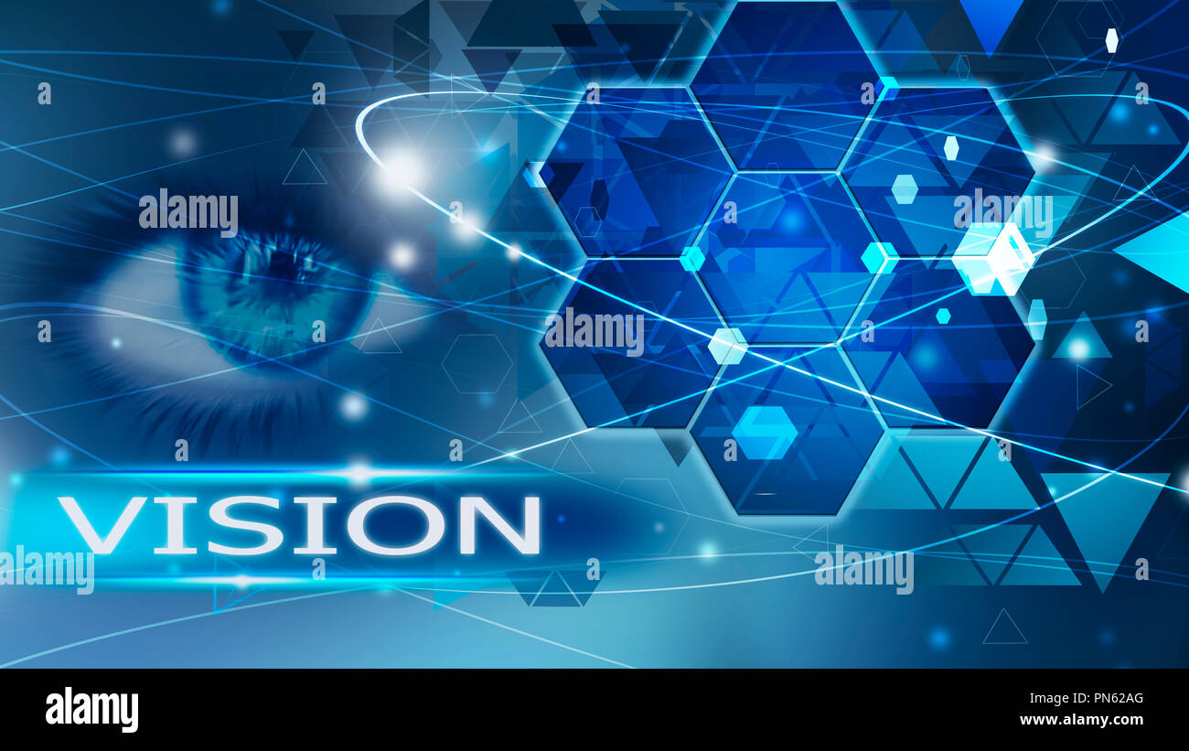 Vision future background abstract blue concept solution eye Stock Photo