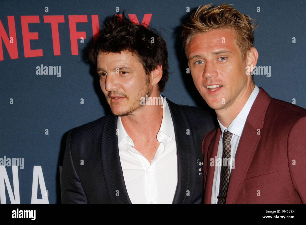 Pedro Pascal and Boyd Holbrook at the Premiere of Netflix's 'Narcos' Season 2 Premiere held at Arclight Hollywood in Hollywood, CA, August 24, 2016. Photo by Joe Martinez / PictureLux Stock Photo
