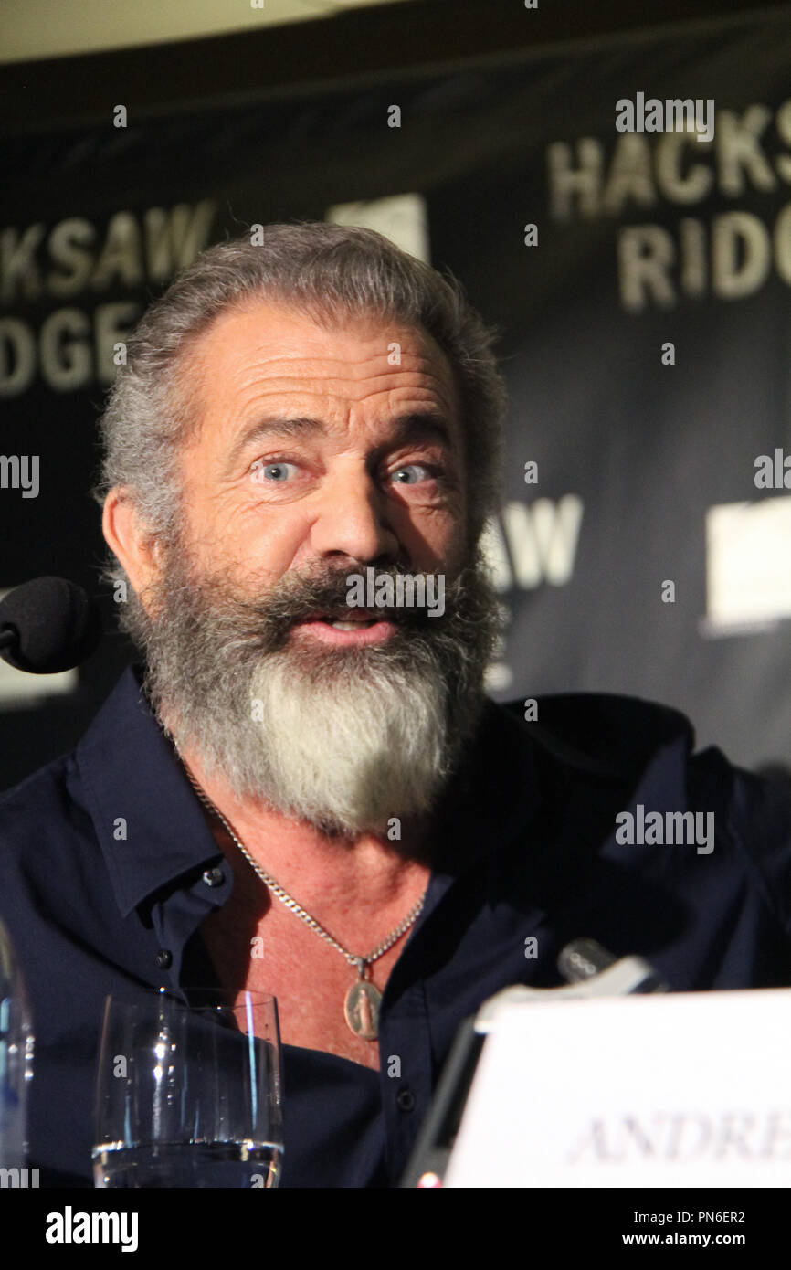 Mel Gibson 10/22/2016 "Hacksaw Ridge" Press Conference held at the Four ...