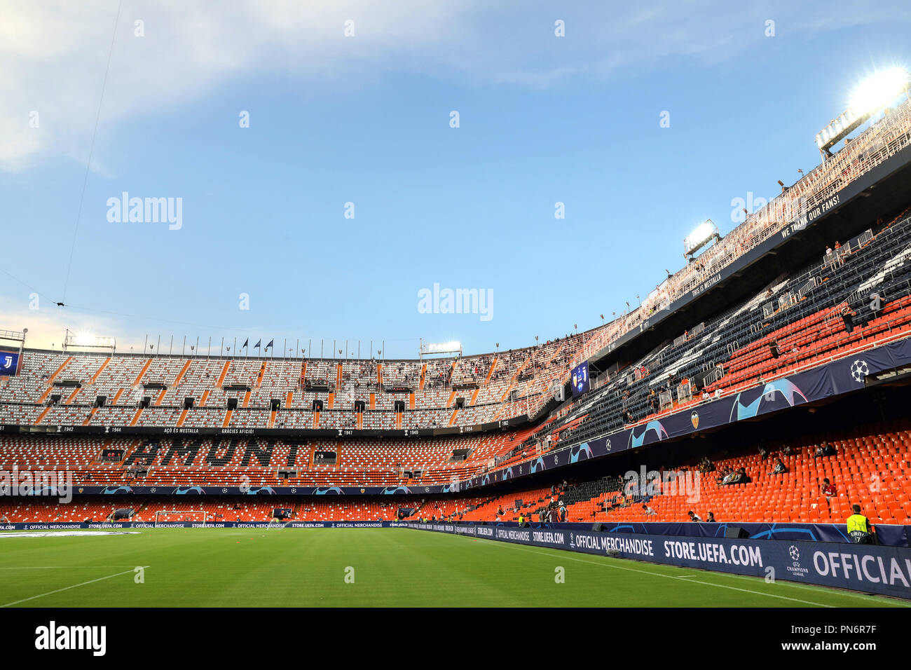 September 19, 2018 - Valencia, Spain - Genaral view of Mestalla Stadium ahead of the UEFA Champions League, Group H football match between Valencia CF and Juventus FC on September 19, 2018 at Mestalla stadium in Valencia, Spain (Credit Image: © Manuel Blondeau via ZUMA Wire) Stock Photo