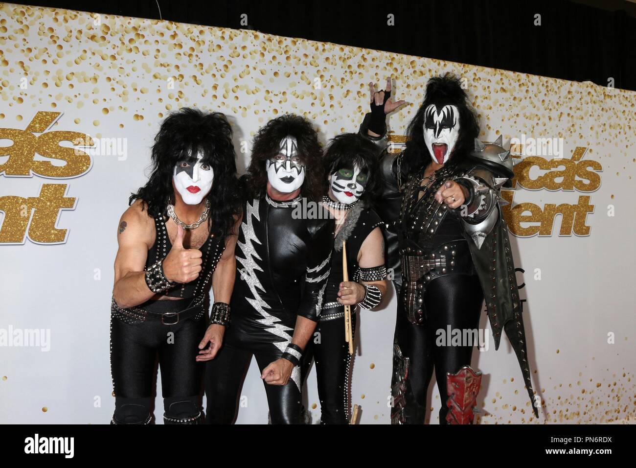 Los Angeles, CA, USA. 19th Sep, 2018. Paul Stanley, Tommy Thayer, Eric Singer, Gene Simmons, KISS at arrivals for AMERICA'S GOT TALENT (AGT) Season 13 Finale Live Show Red Carpet, Dolby Theatre, Los Angeles, CA September 19, 2018. Credit: Priscilla Grant/Everett Collection/Alamy Live News Stock Photo
