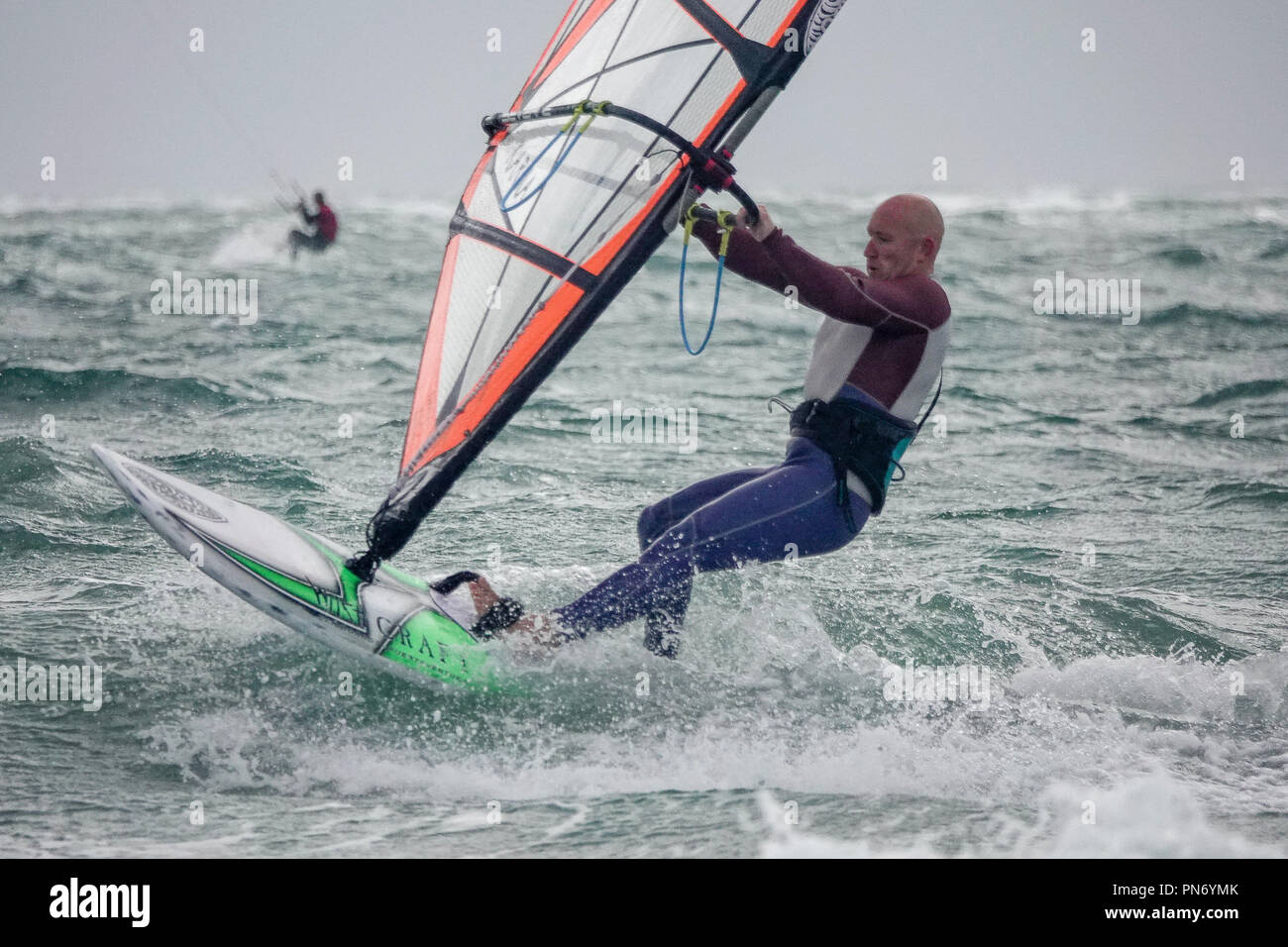 Beachlands, Hayling Island. 20th September 2018. Windy conditions along
