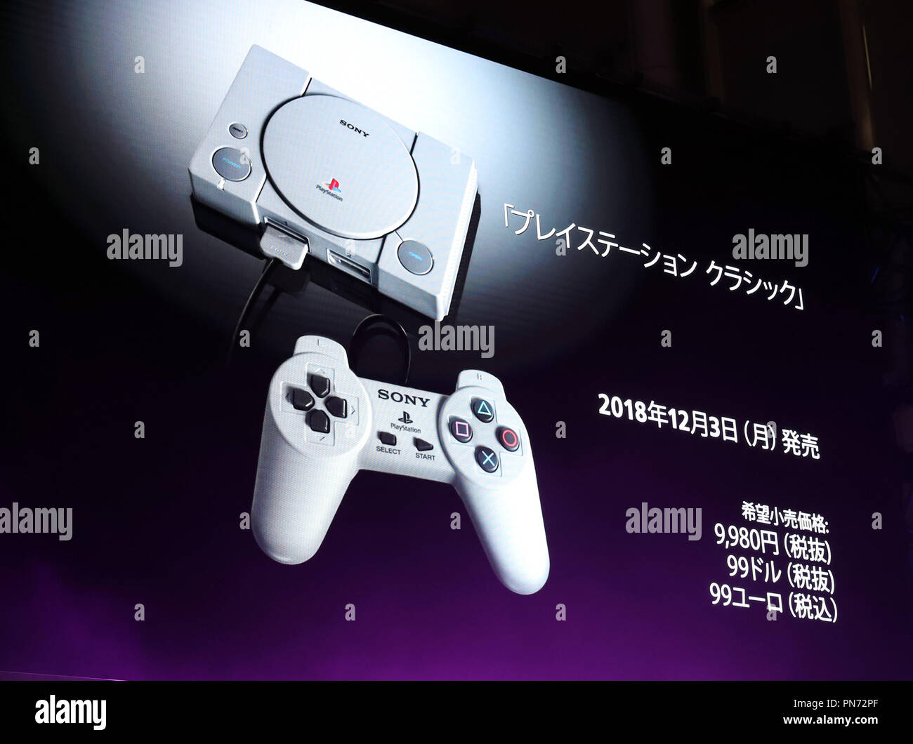 Chiba, Japan. 20th Sep, 2019. Sony Interactive Entertainment announces the  new video game console "PlayStation Classic,"a miniature game console of  original PlayStation at the Tokyo Game Show 2018 in Chiba, suburban Tokyo