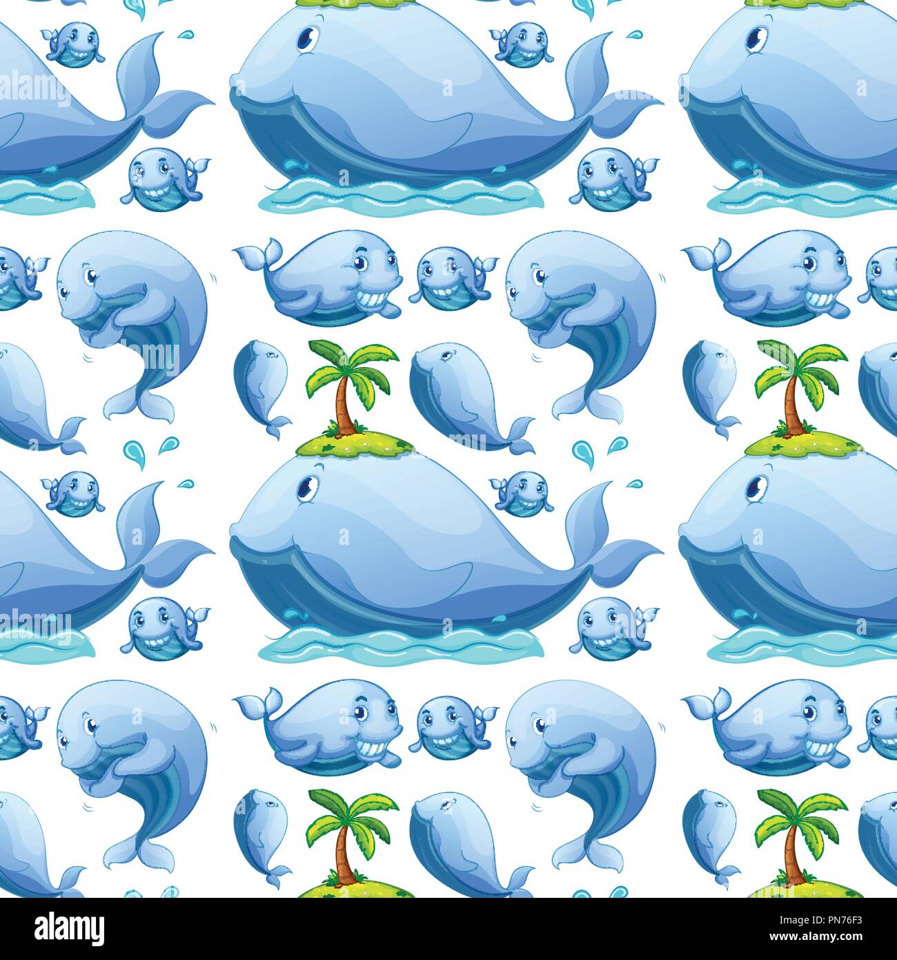 Cute whale seamless pattern illustration Stock Vector Image & Art - Alamy