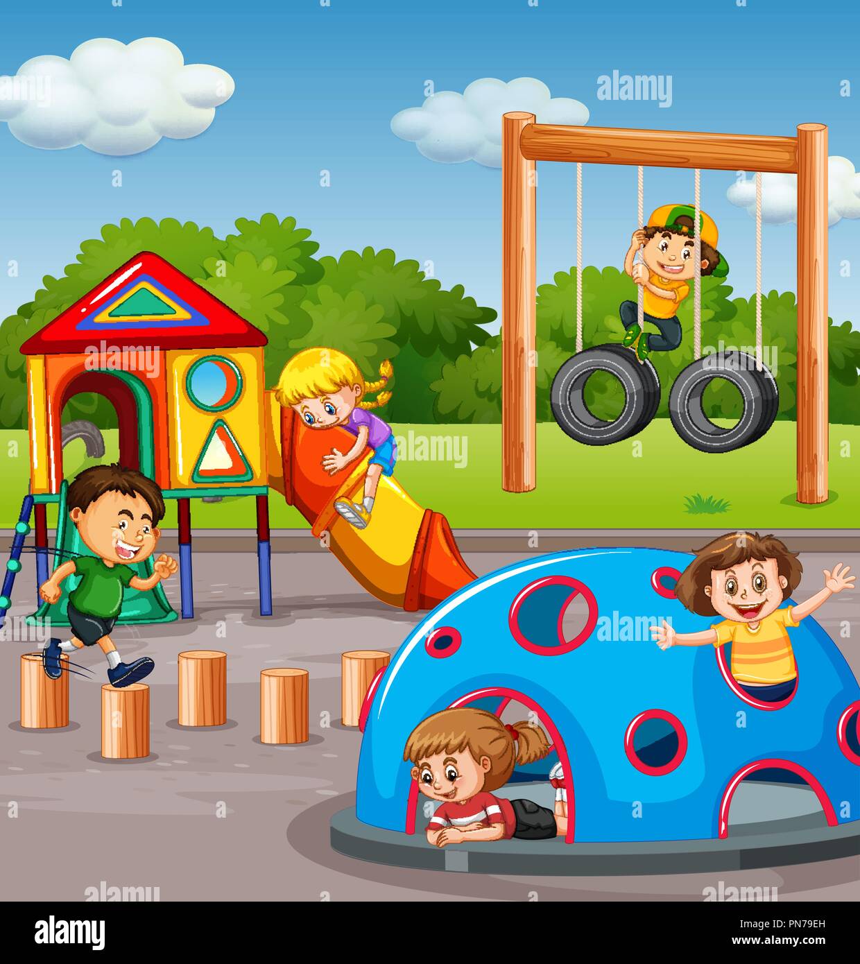 children on playground clip art
